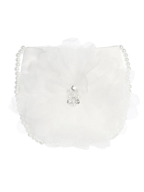 Tip Top Kids Girls White Elegant Pearl Rhinestone Communion Special Occasion Purse - SophiasStyle.com